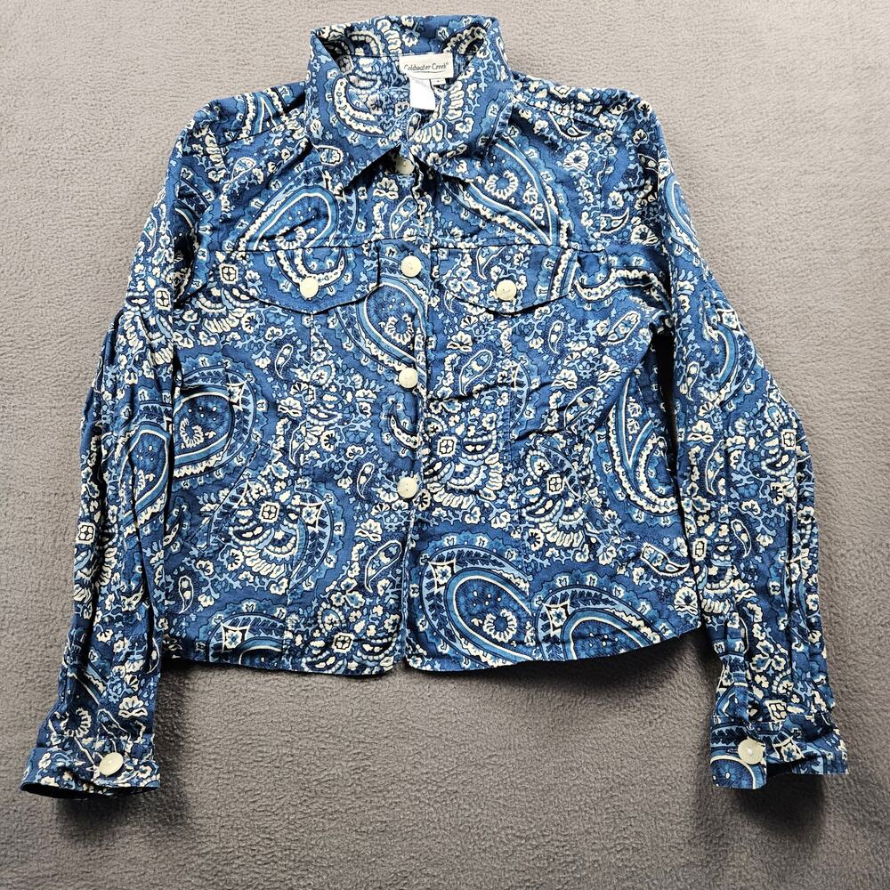 Vintage Coldwater Creek Paisley Top Button Up Womens S Boxy Crop Boho Western